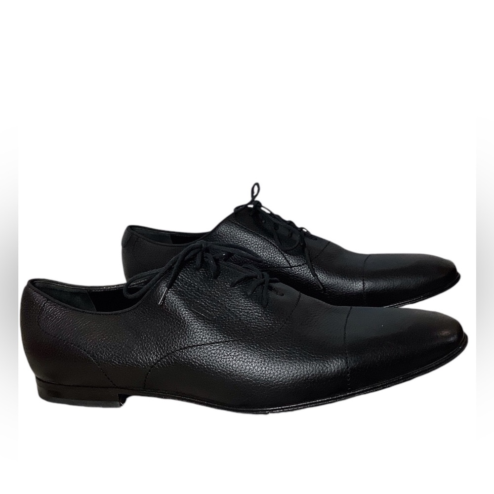 GUCCI MEN'S DESIGNER SHOES BLACK PEBBLED LACED LEATHER OXFORDS Ultralux - Picture 4 of 7